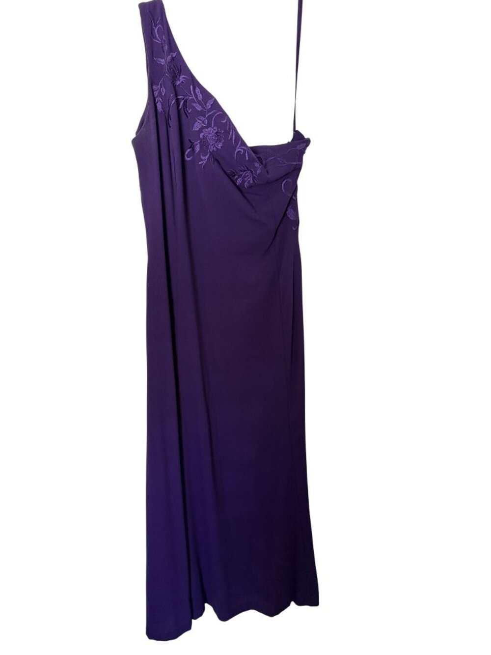 Purple Together One-Shoulder Embroidered Dress Size 14 Side Zip Cocktail Gown